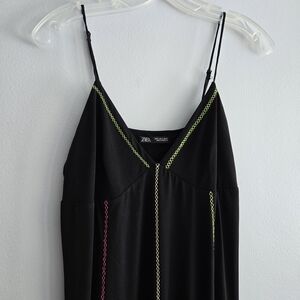 Zara Black Maxi Dress with Colorful Accents